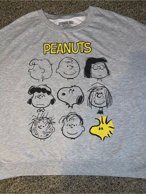 Peanuts Light Gray T-Shirt with Black Printed Logo